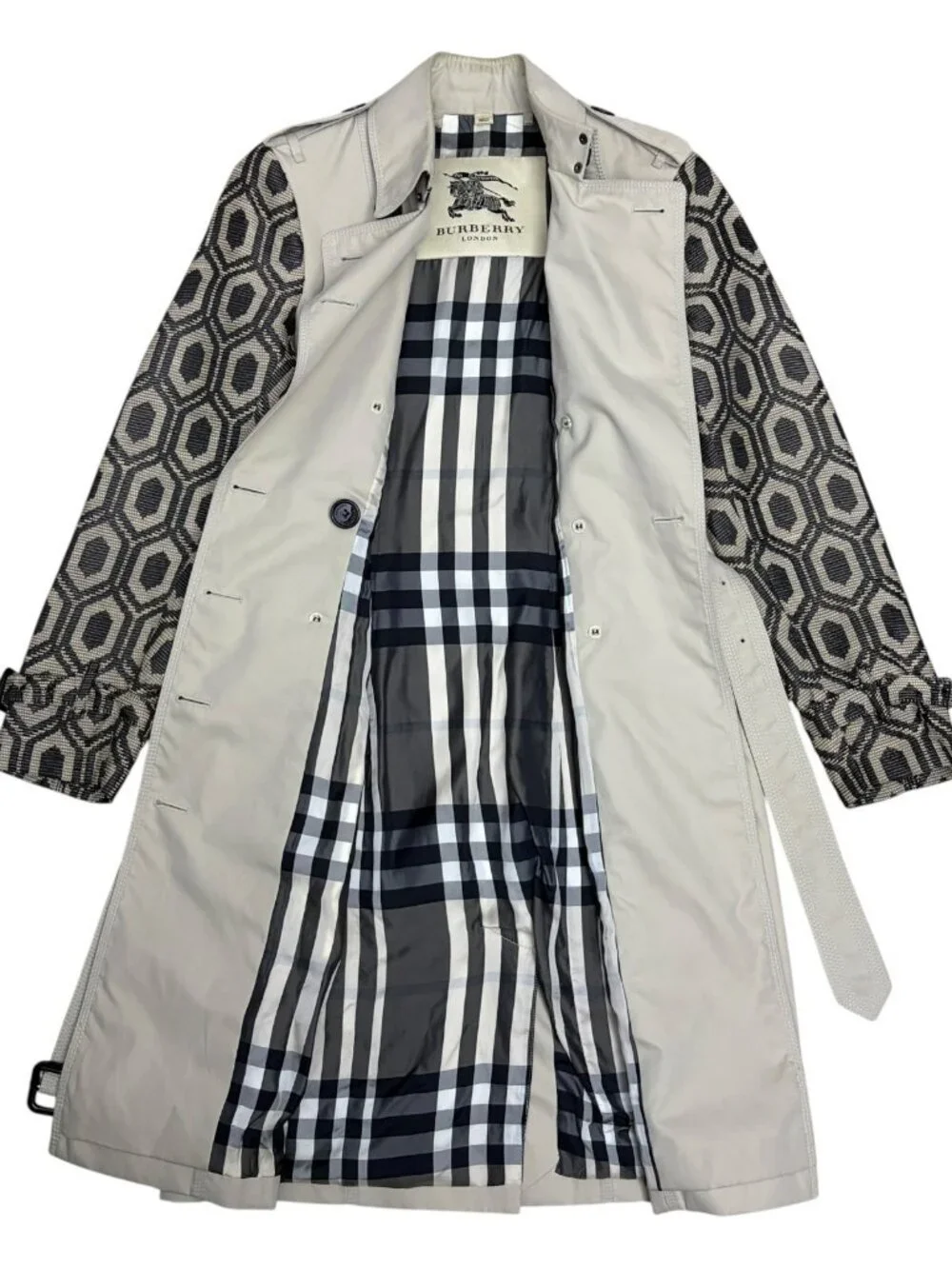 BURBERRY Trench Coat Luxury Designer Business Casual Jacquard Vintage 2012 - XS - Picture 4 of 10